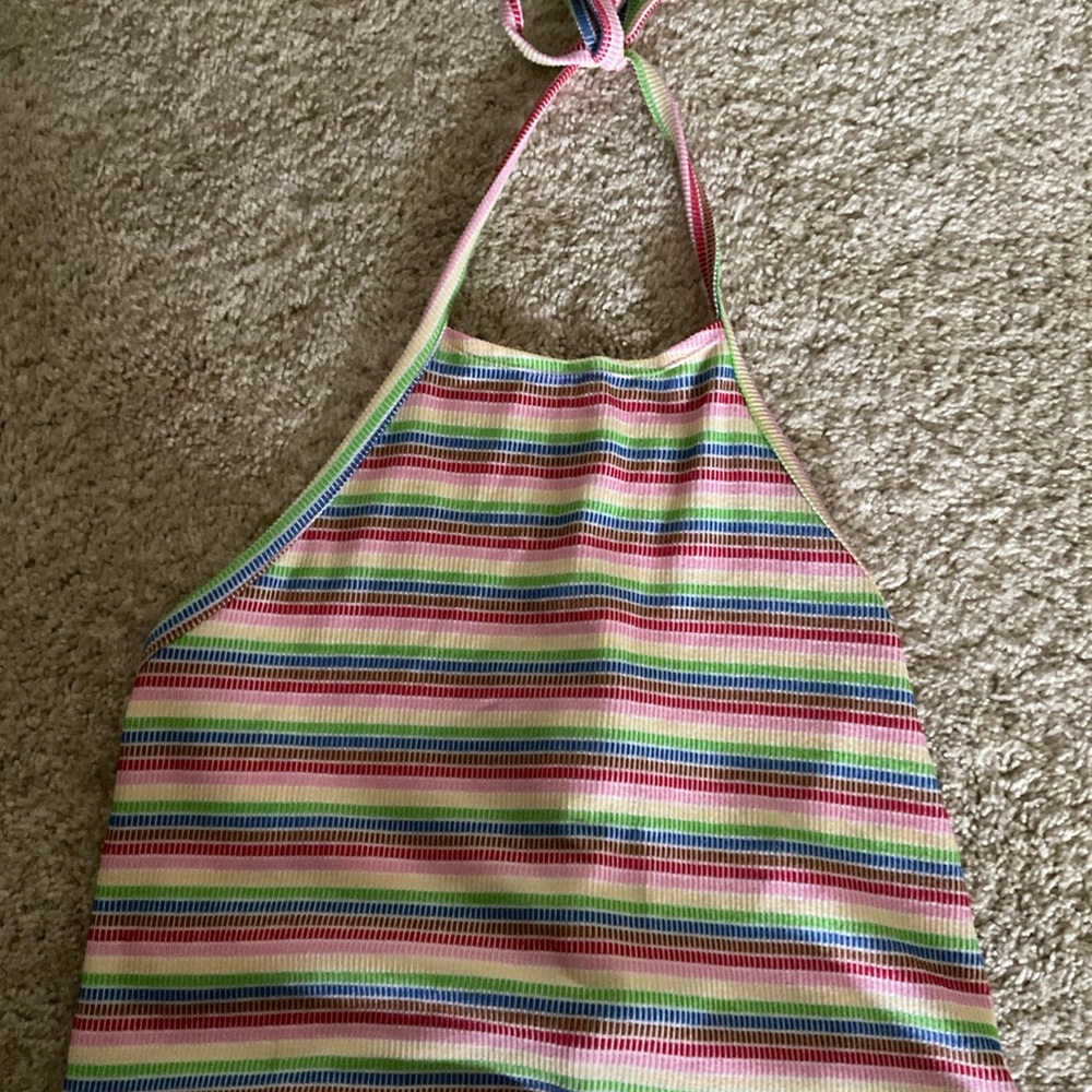 Multicolor Striped Halter Tank Top